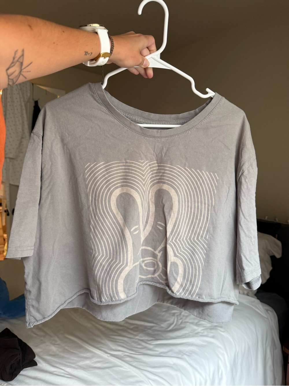 Dutch Bros Gray Cropped Graphic Tee